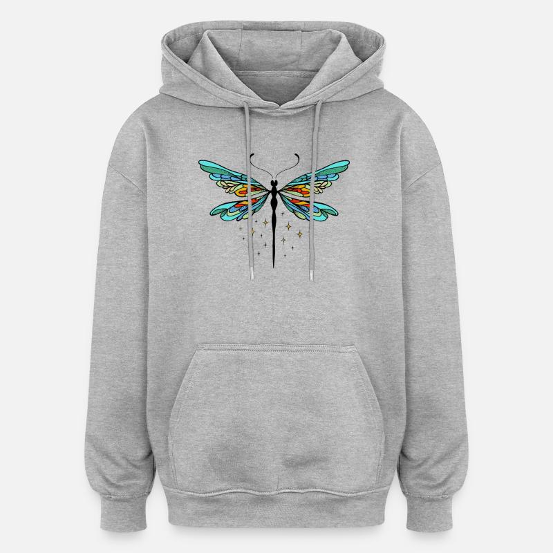 Libelle libellule - Sweat à capuche oversize unisexe - gris chiné