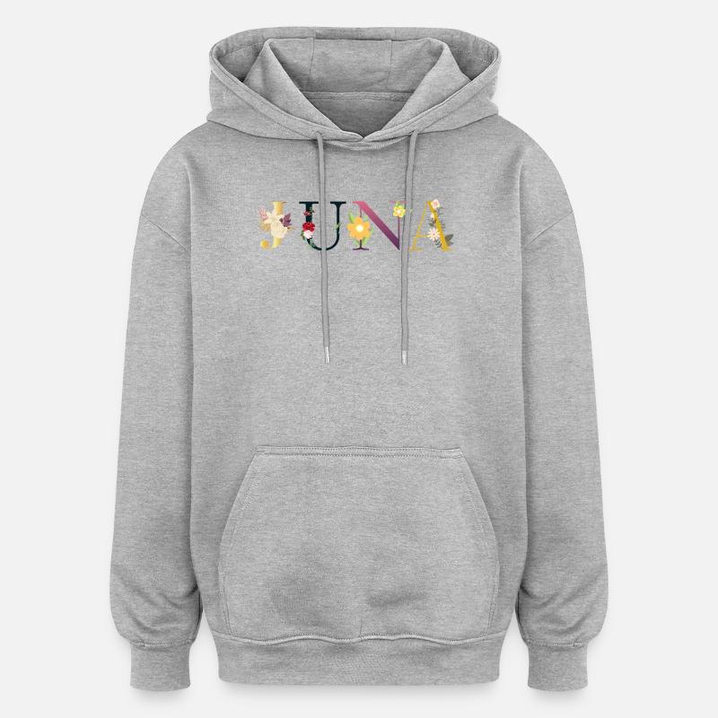 Juna - Sweat à capuche oversize unisexe - gris chiné