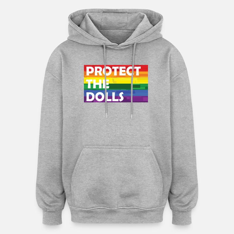 PROTÉGEZ L’ARC-EN-CIEL DES POUPÉES - Sweat à capuche oversize unisexe - gris chiné