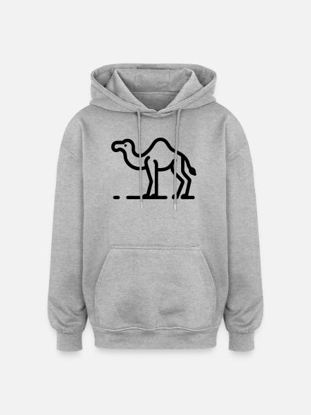 Chameau - Sweat à capuche oversize unisexe - gris chiné