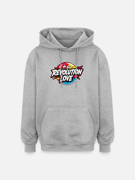 Révolution Amour - Sweat à capuche oversize unisexe - gris chiné