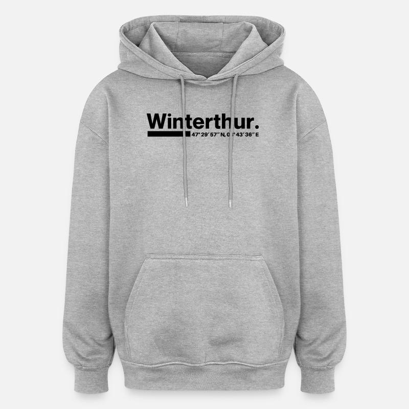 Winterthour Coordonnées Zurich Suisse - Sweat à capuche oversize unisexe - gris chiné