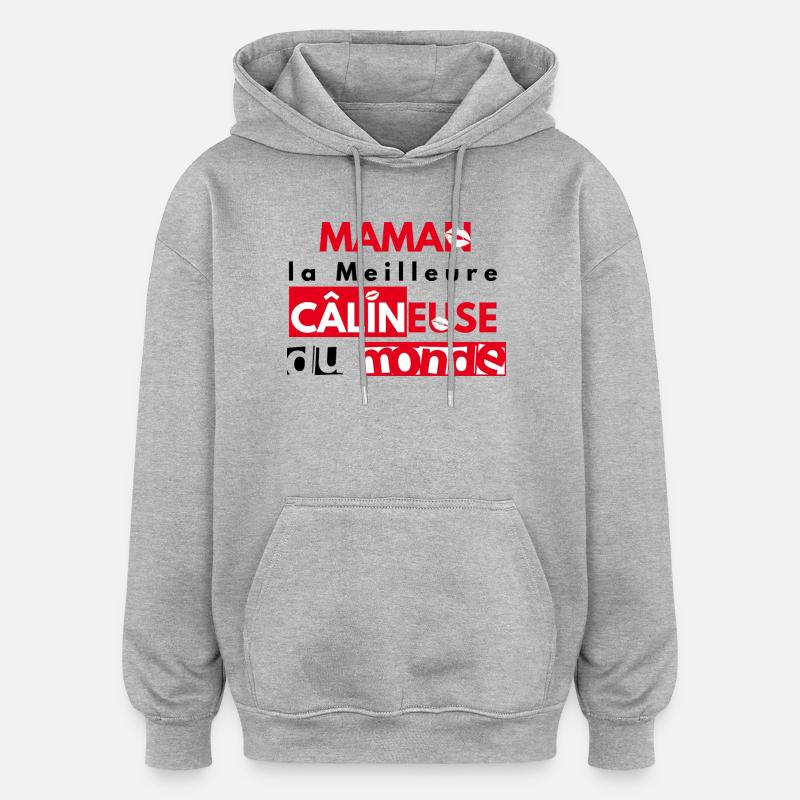 Maman câline - Sweat à capuche oversize unisexe - gris chiné