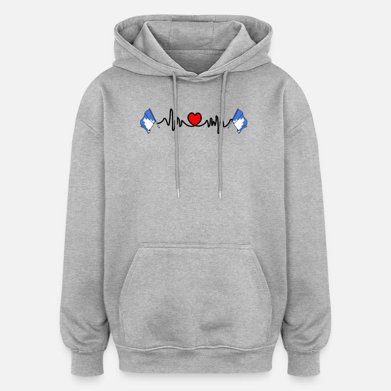 Herzfrequenz-Cardio mit zwei Flaggen von Akershus - Oversized Unisex Hoodie - Grau meliert