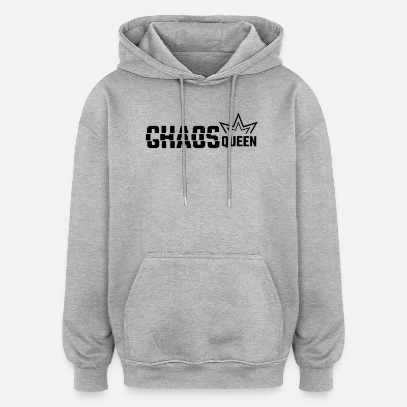 REINE DU CHAOS - Sweat à capuche oversize unisexe - gris chiné