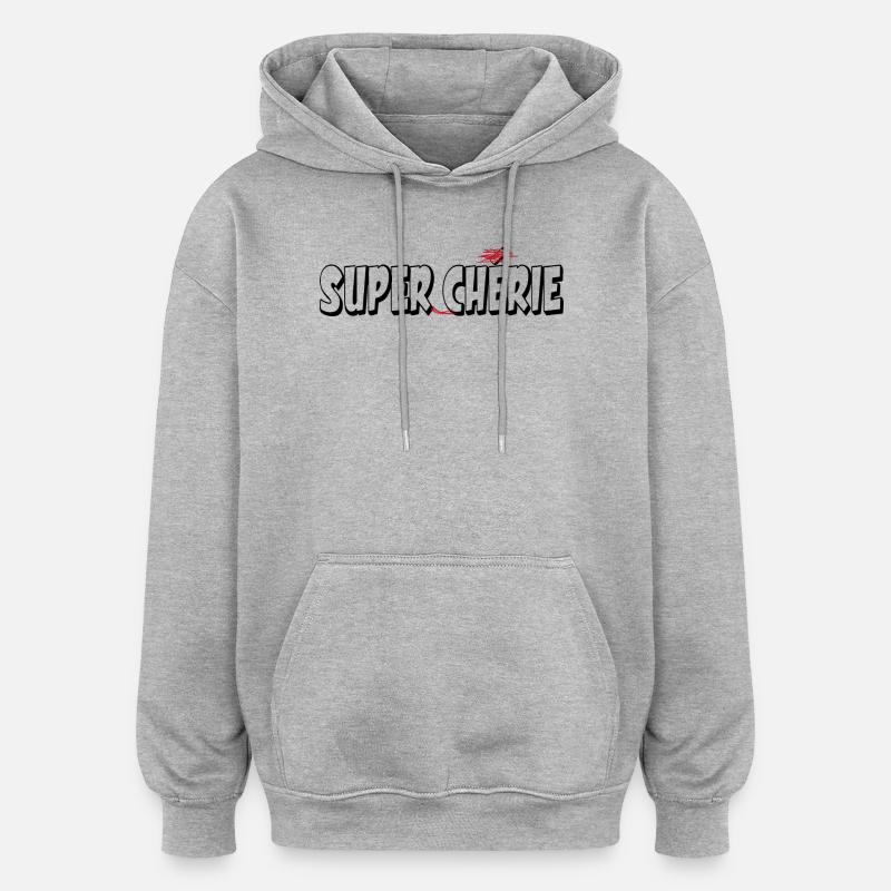 SUPER-CHERIE - Sweat à capuche oversize unisexe - gris chiné
