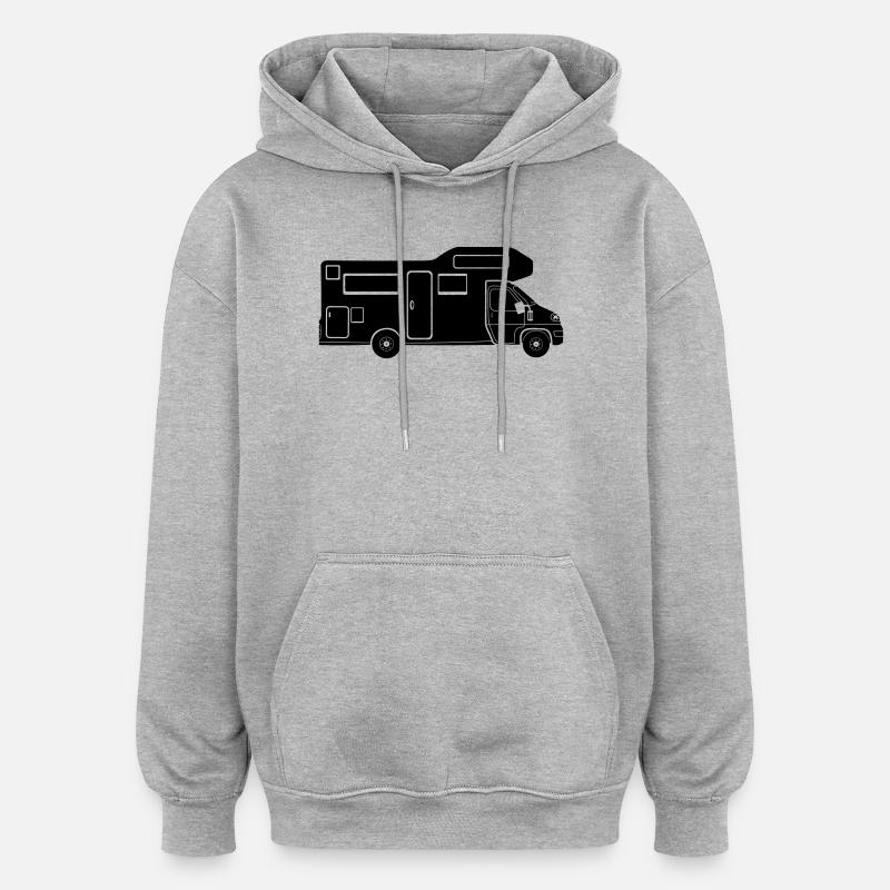 Wohnmobil-Silhouette – schlichtes Camping-Design - Oversized Unisex Hoodie - Grau meliert