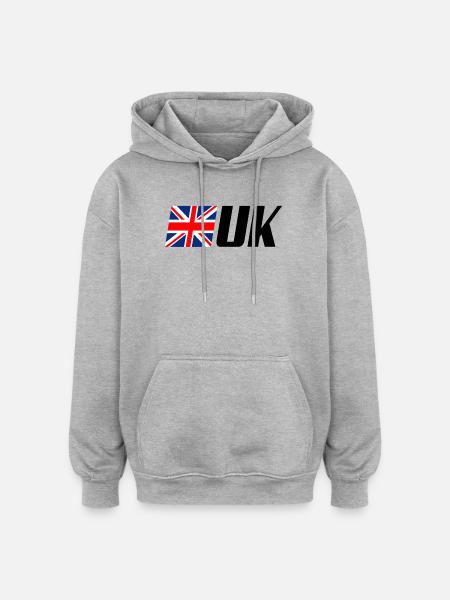 Drapeau officiel du Royaume-Uni - Sweat à capuche oversize unisexe - gris chiné