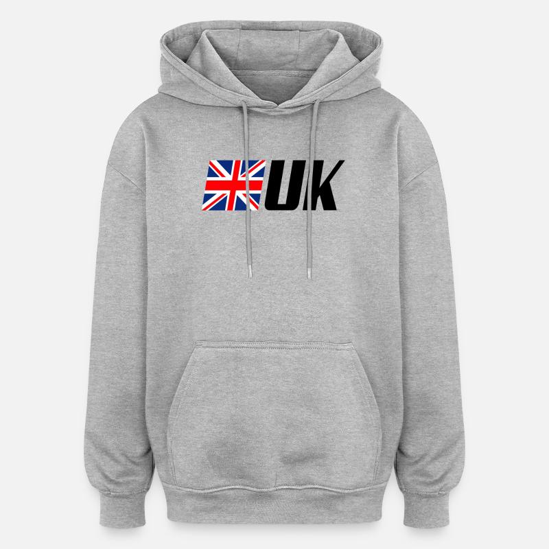 Drapeau officiel du Royaume-Uni - Sweat à capuche oversize unisexe - gris chiné