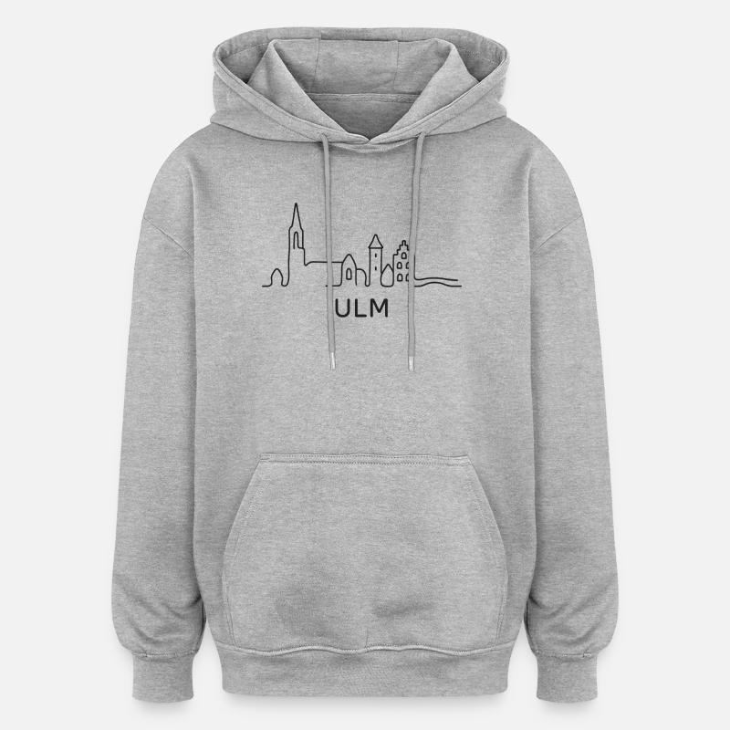 Horizon d’Ulm - Sweat à capuche oversize unisexe - gris chiné