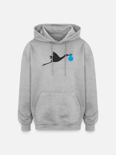 Klapperstorch Baby Junge - Oversized Unisex Hoodie - Grau meliert