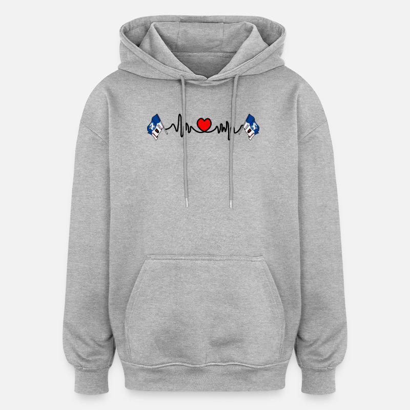 Conception de la fréquence cardiaque Jämtland - Sweat à capuche oversize unisexe - gris chiné