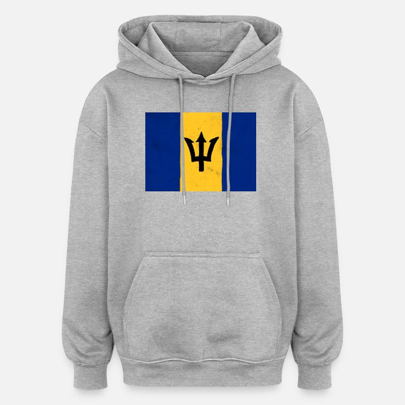 Drapeau de la Barbade - Sweat à capuche oversize unisexe - gris chiné