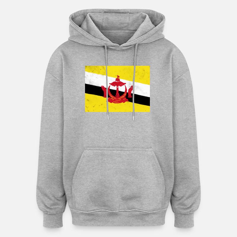 Drapeau du Brunei - Sweat à capuche oversize unisexe - gris chiné