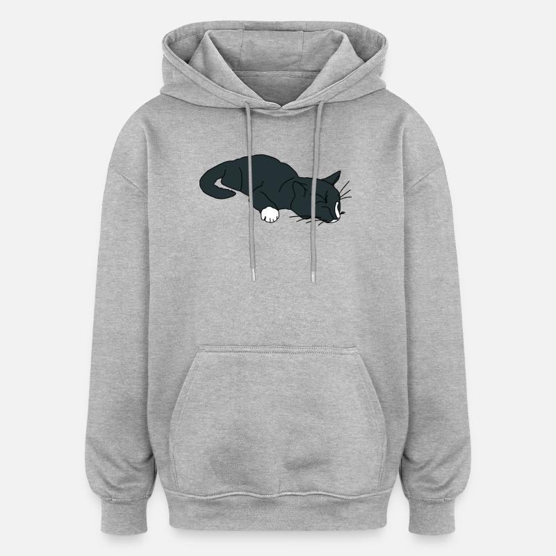 Sleeping Cat - Oversized Unisex Hoodie - heather grey