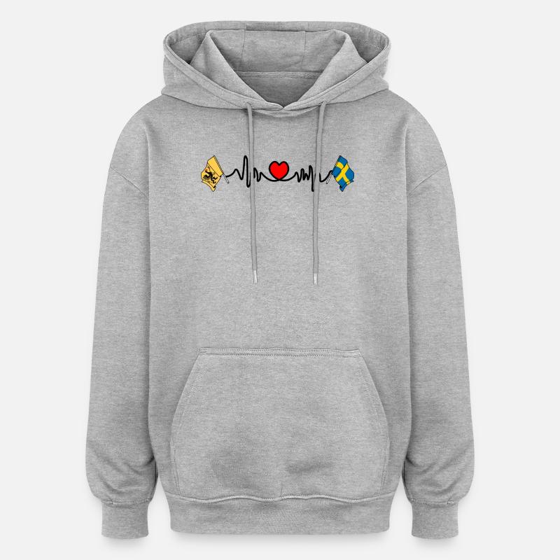 Södermanland et la Suède - Sweat à capuche oversize unisexe - gris chiné