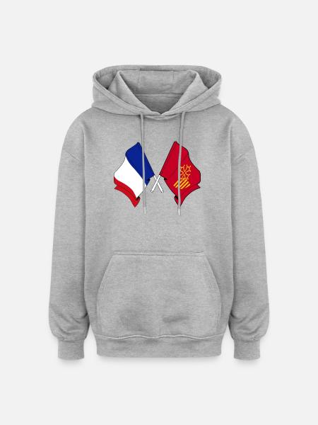Linguadoca-Rossiglione e Francia – Un'unica identità - Felpa con cappuccio unisex oversize - grigio melange