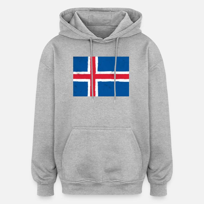 Drapeau de l’Islande - Sweat à capuche oversize unisexe - gris chiné