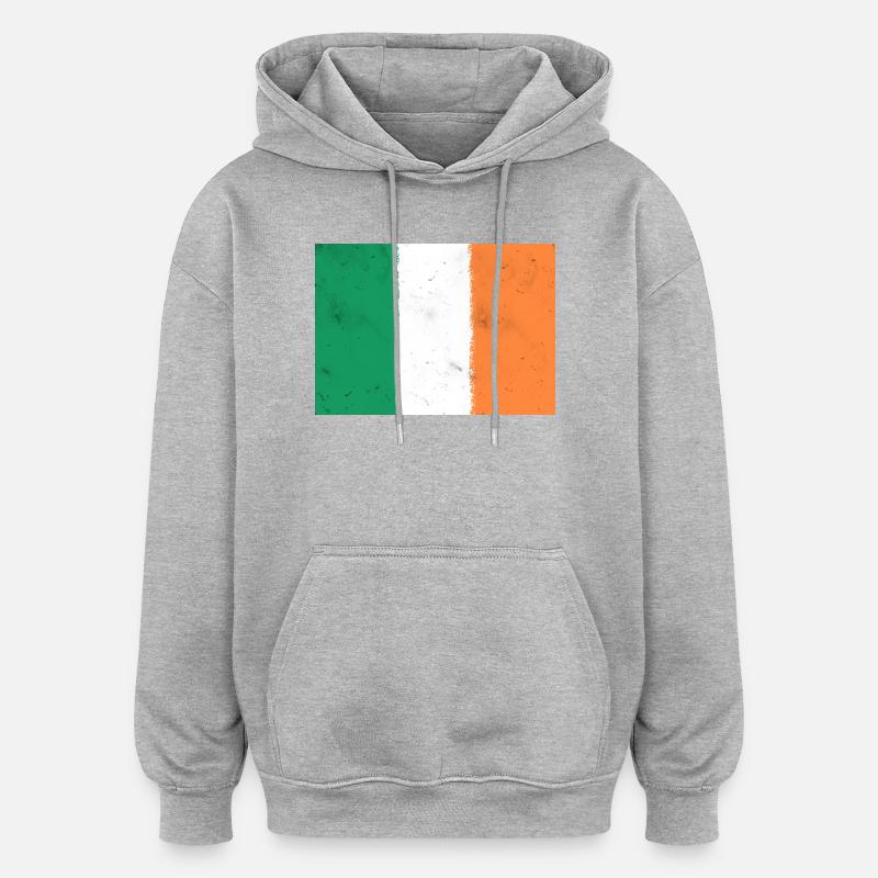 Drapeau de l’Irlande - Sweat à capuche oversize unisexe - gris chiné