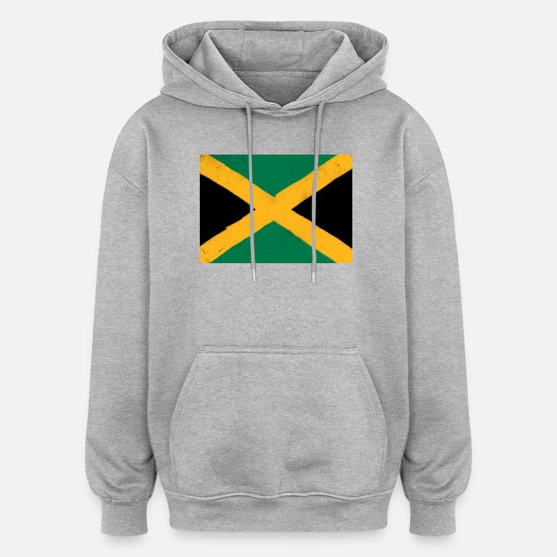 Drapeau de la Jamaïque - Sweat à capuche oversize unisexe - gris chiné