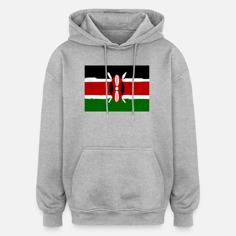 Drapeau du Kenya - Sweat à capuche oversize unisexe - gris chiné