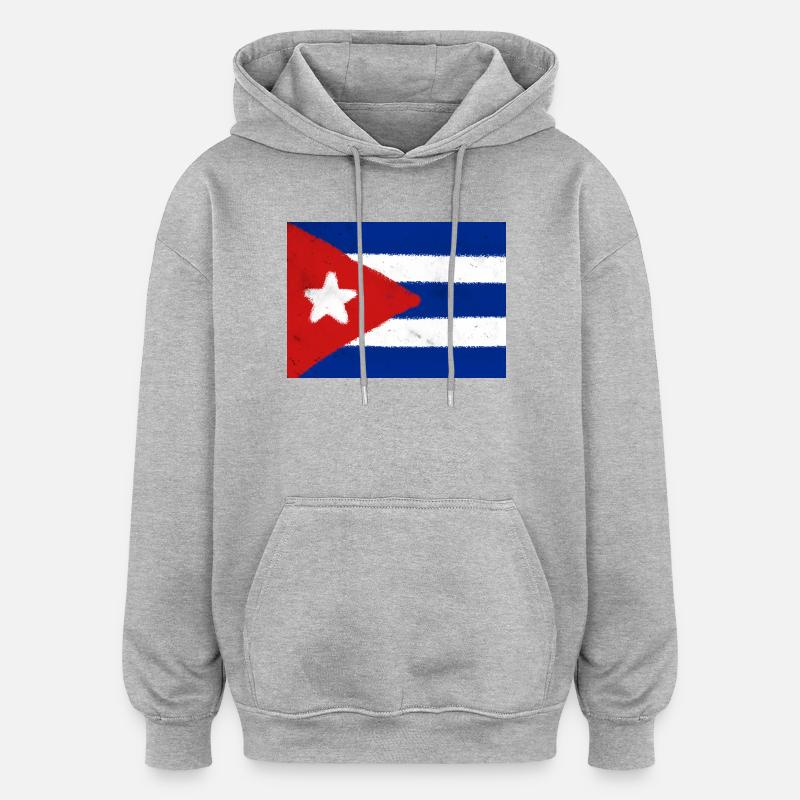Drapeau de Cuba - Sweat à capuche oversize unisexe - gris chiné