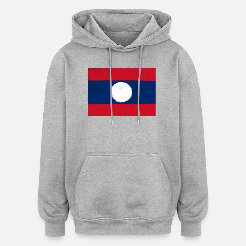 Drapeau du Laos - Sweat à capuche oversize unisexe - gris chiné