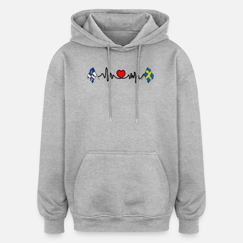 Herzfrequenz-Hotline Norrbotten & Schweden - Oversized Unisex Hoodie - Grau meliert