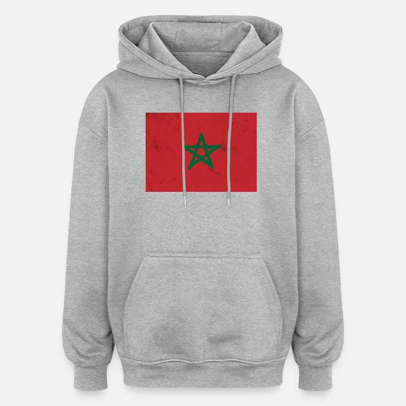 Drapeau du Maroc - Sweat à capuche oversize unisexe - gris chiné