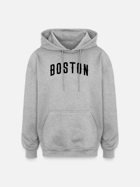 Boston - Sweat à capuche oversize unisexe - gris chiné