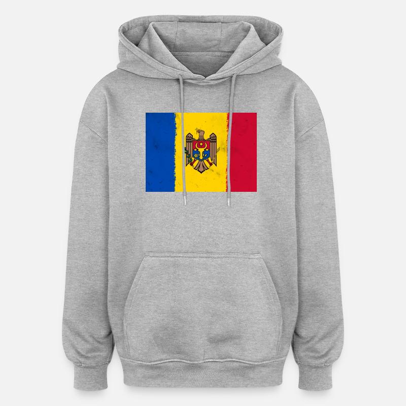 Drapeau de la Moldavie - Sweat à capuche oversize unisexe - gris chiné