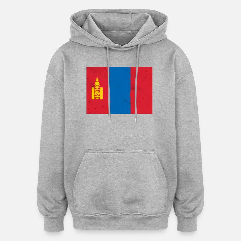 Flagge der Mongolei - Oversized Unisex Hoodie - Grau meliert