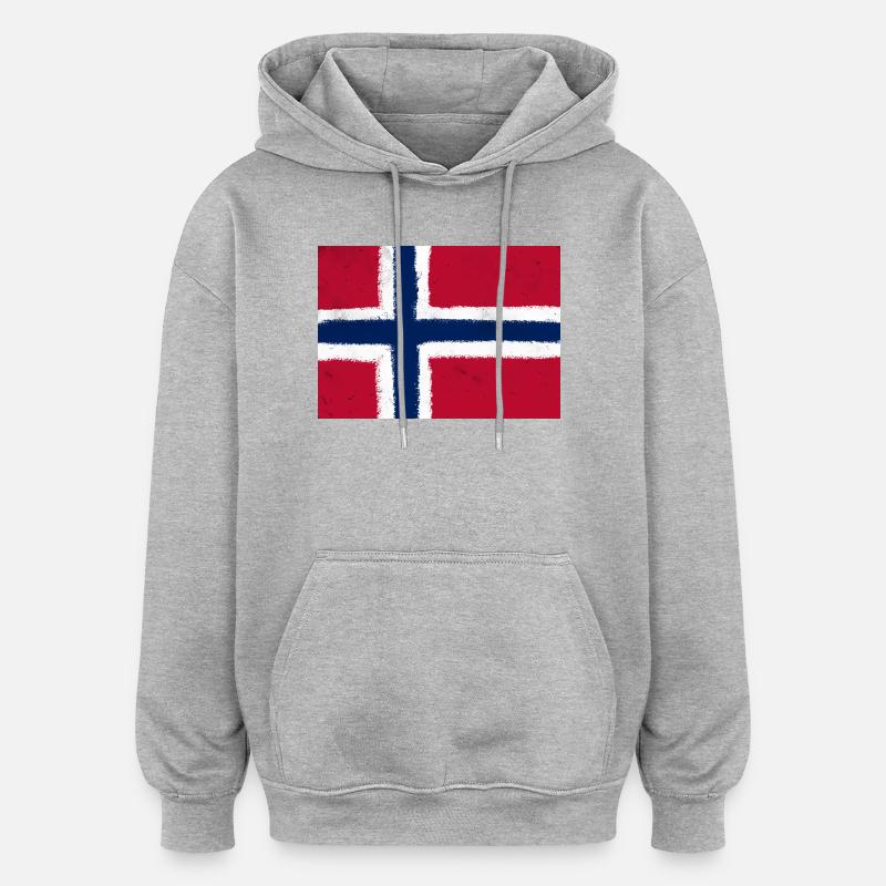 Drapeau de la Norvège - Sweat à capuche oversize unisexe - gris chiné