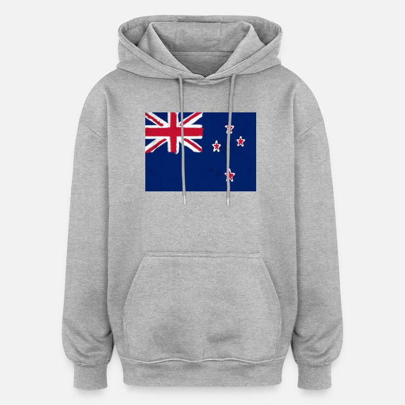 Drapeau de la Nouvelle-Zélande - Sweat à capuche oversize unisexe - gris chiné