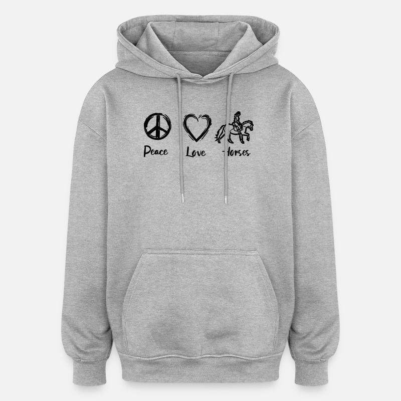 L’amour des chevaux - Sweat à capuche oversize unisexe - gris chiné