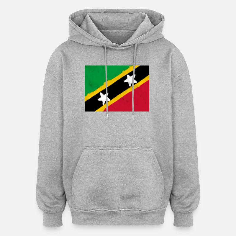 Bandera de San Cristóbal y Nieves - Sudadera con capucha oversize unisex - gris jaspeado