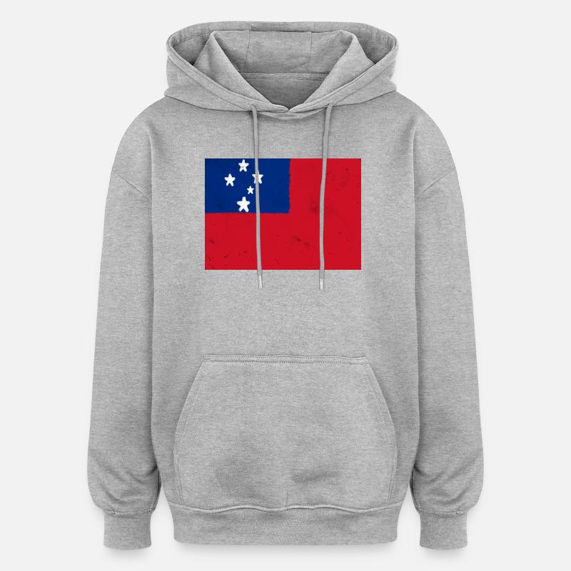Drapeau des Samoa - Sweat à capuche oversize unisexe - gris chiné