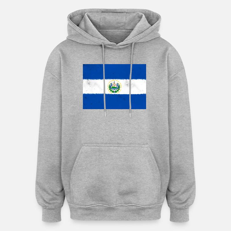 Drapeau du Salvador - Sweat à capuche oversize unisexe - gris chiné