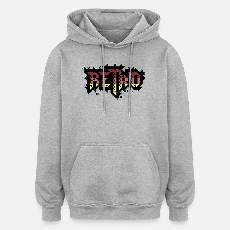 PETSCII Graffiti Rétro - Sweat à capuche oversize unisexe - gris chiné