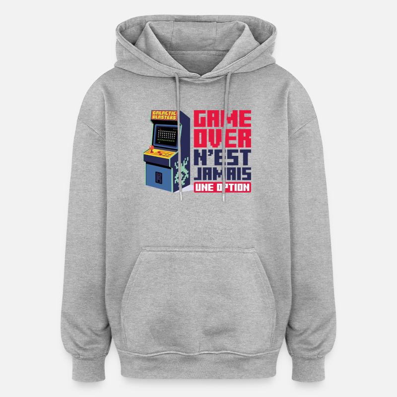 Galactic Blasters par Helfspawn - Sweat à capuche oversize unisexe - gris chiné