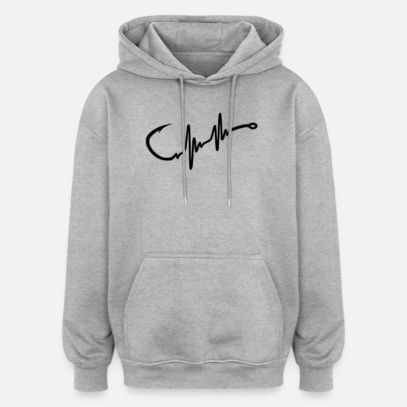Hameçon Heartbeat - Sweat à capuche oversize unisexe - gris chiné