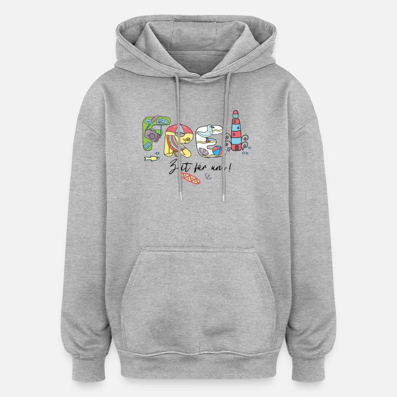 Vacances de loisirs - Sweat à capuche oversize unisexe - gris chiné