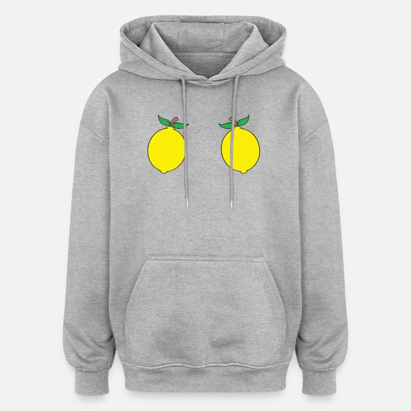 Zitrone - Oversized Unisex Hoodie - Grau meliert
