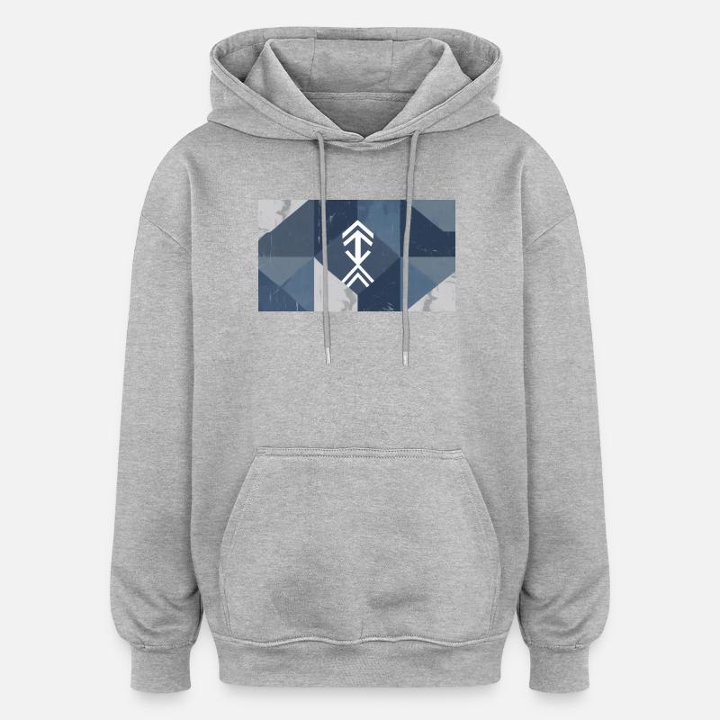 Geometric Blue Element Pattern - Oversized Unisex Hoodie - heather grey