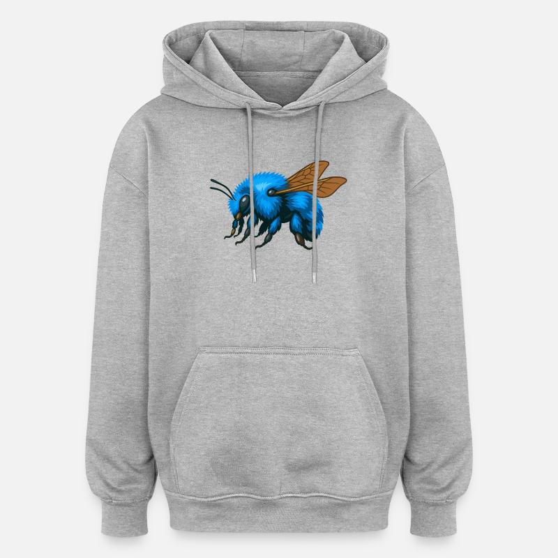 Blaue Hummel links - Oversized Unisex Hoodie - Grau meliert
