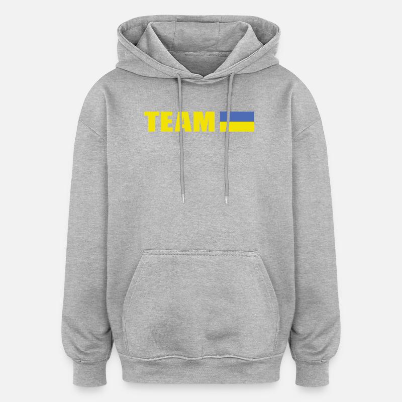 Soutenez l’équipe Ukraine - Sweat à capuche oversize unisexe - gris chiné