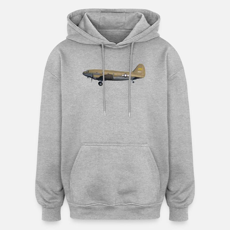 C-46 - Sweat à capuche oversize unisexe - gris chiné