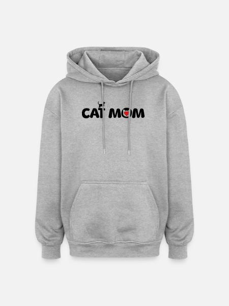 Cats Mom Kitty Cat Cat Pet Cat Love - Oversized Unisex Hoodie - heather grey