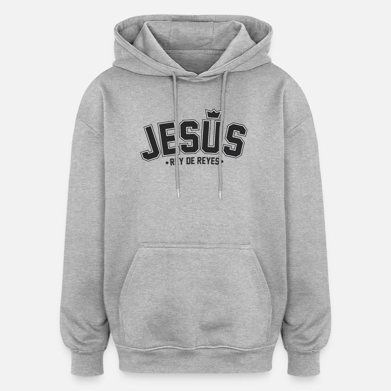 Jésus avec une couronne de rois - Sweat à capuche oversize unisexe - gris chiné