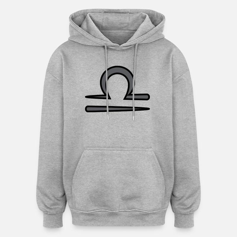 Waage Sternzeichen Symbol Schwarz & Grau - Oversized Unisex Hoodie - Grau meliert